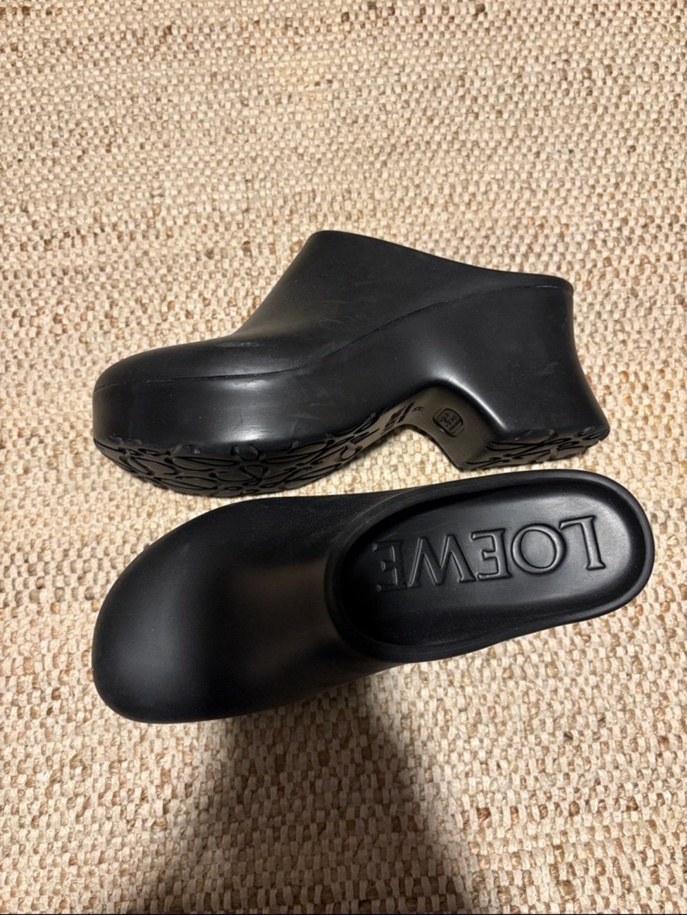 Loewe Black Rubber Platform Clogs